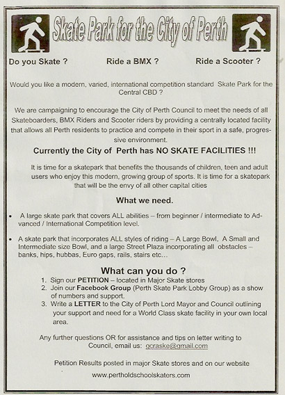 Perth skatepark campaign - click for larger version